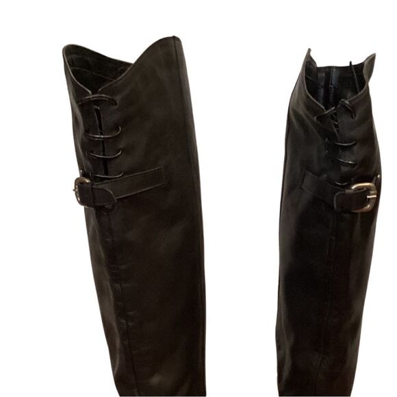 Eden Shoes black leather Over The Knee back buckle EU 37 Italy - Picture 3 of 12